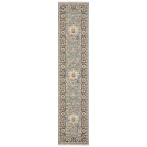 Lavista Blue/Multi-Colored 2 ft. x 12 ft. Classic Persian Oriental Wool/Nylon Blend Indoor Runner Area Rug