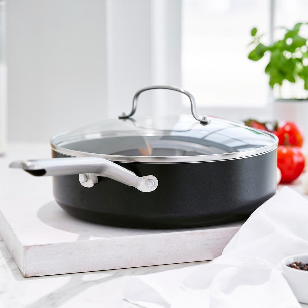 Black 5QT Non-Stick Aluminum Saute Pan with Lid