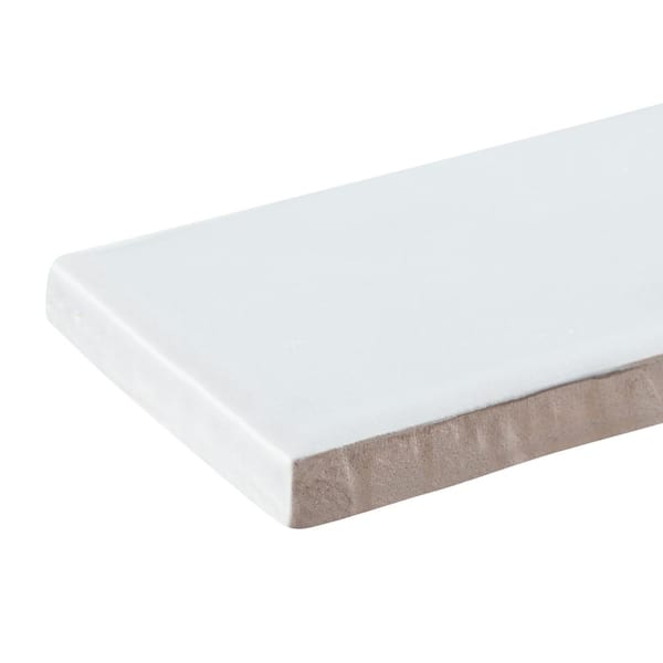 Compass Dreamy Gray 2 in. x 10 in. Smooth Glossy Subway Ceramic Wall Tile Sample