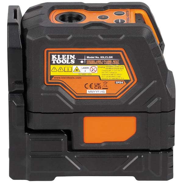 Klein Tools 165 ft. Rechargeable Self-Leveling Green Cross-Line Laser Level with Red Plumb