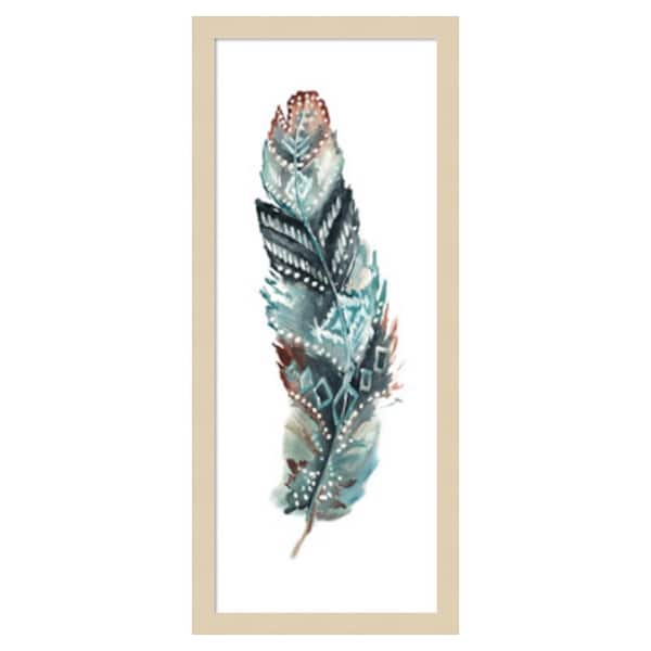 Amanti Art Tribal Feather Single II by Tre Sorelle Studios 11 in. W x 25 in. H. Wood Framed Wall Art Print Framed in Brown