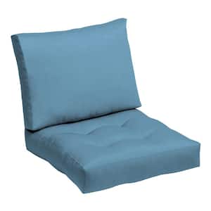 Outdoor Plush Modern Tufted Blowfill Lounge Chair Cushion Deep Seat Set, 24 x 24, French Blue Texture