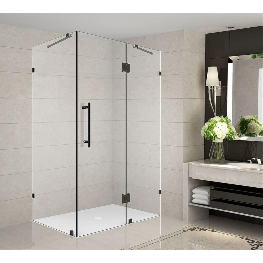 Avalux Oil Rubbed Bronze Frameless Clear Glass Pivot Shower Enclosure