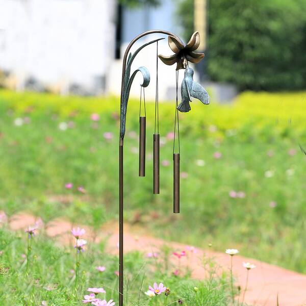 Metal Garden Decor 22” Hummingbird Wind Spinner Yard Art Lawn Ornament Stake 