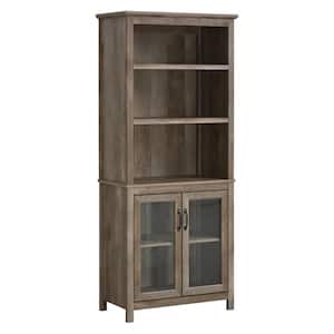 Modern 70.75 in Brown MDF 2 Shelf Storage Cabinet Standard Bookcase with Adjustable Shelves Display Rack