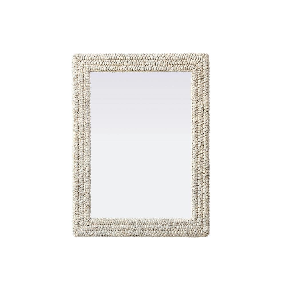 Timeless Home Linen White 27 in. W x 36 in. H Cornhusk Wall Mirror