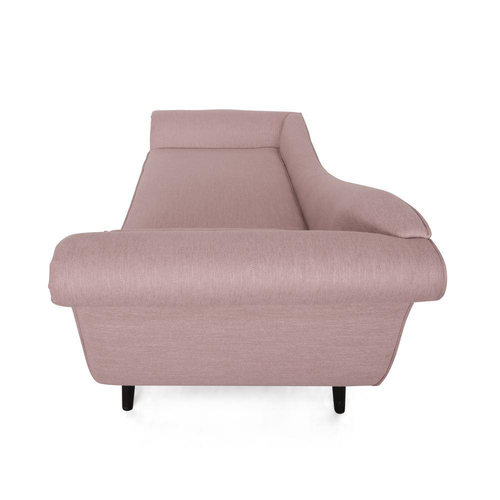 Light Blush Velvet Chaise Lounge with Wood Legs