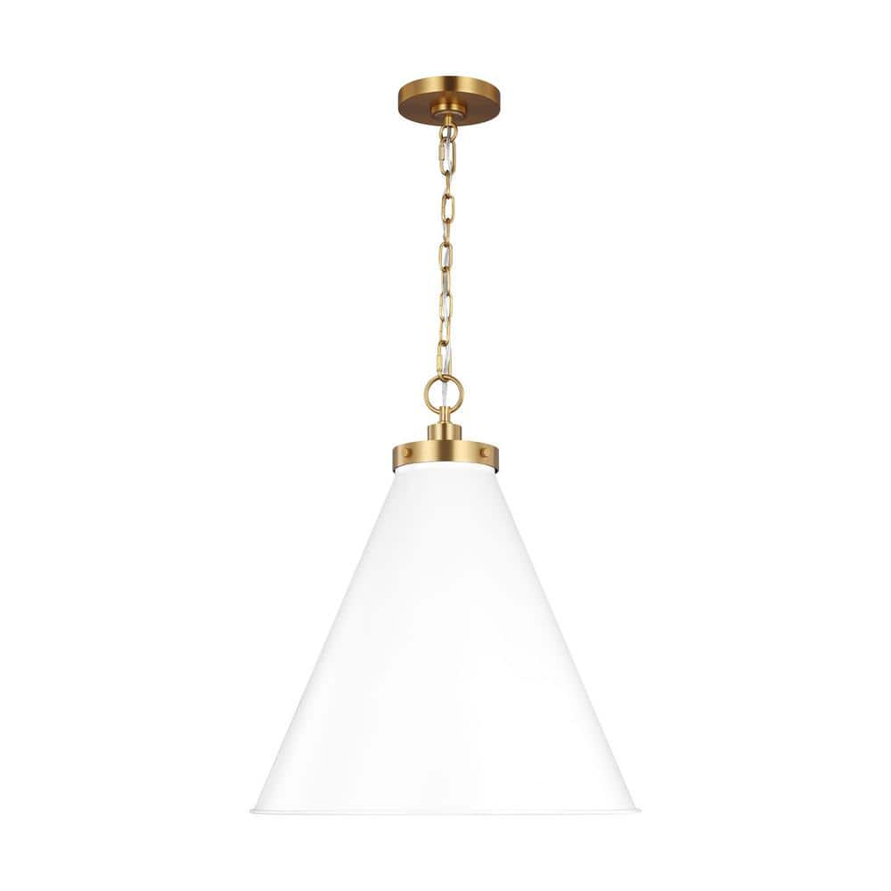 Matte White and Gold 19.5" Indoor/Outdoor Pendant Light