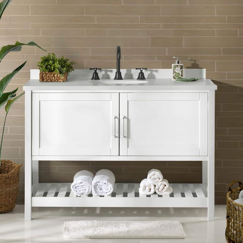 Bennet 48" White Pine Wood Freestanding Vanity Cabinet
