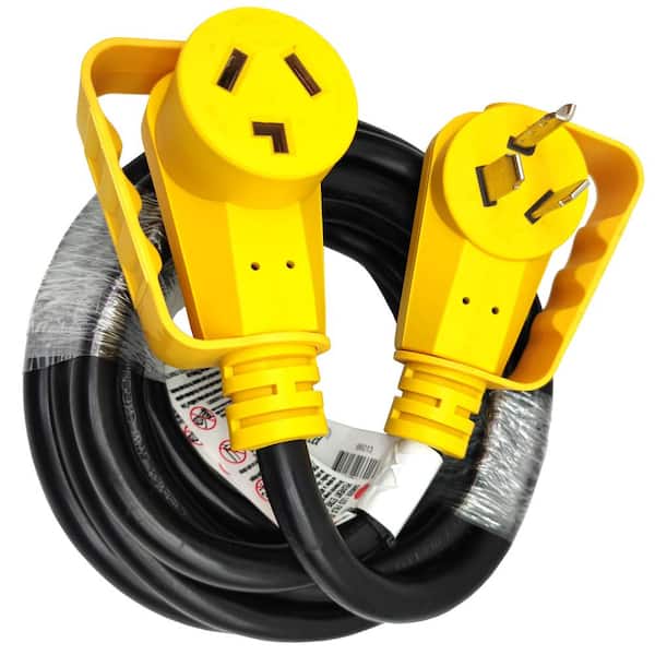 25 ft. 10/3 30A 125/250-Volt Indoor/Outdoor 3 Prong NEMA 10-30 Dryer Extension Cord with Handle and Lighted end, Black