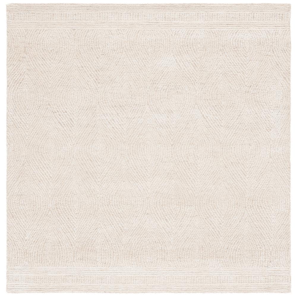 SAFAVIEH Abstract Ivory/Beige 6 ft. x 6 ft. Geometric Square Area Rug ...