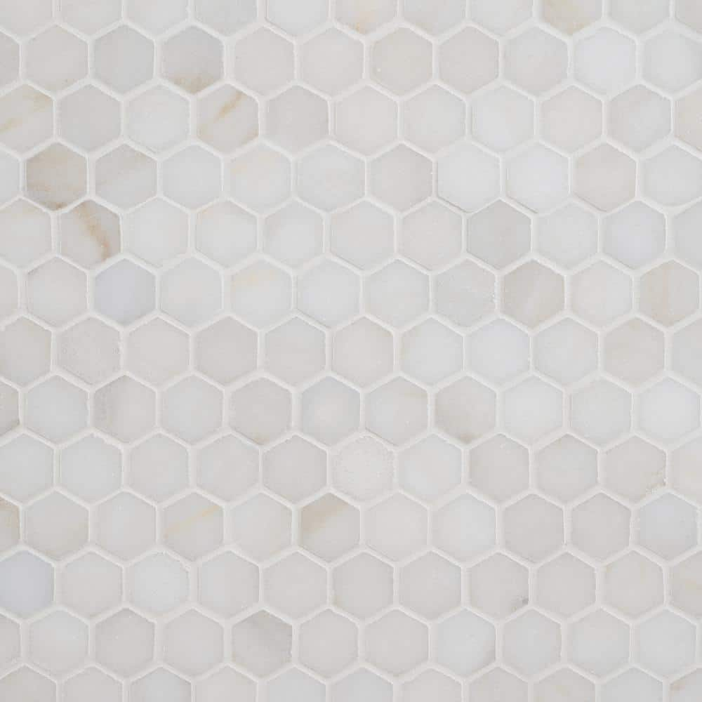 White Jade 11.02 in. x 11.61 in. Hexagon Polished Marble Mosaic Tile (0.89  sq. ft./Each)