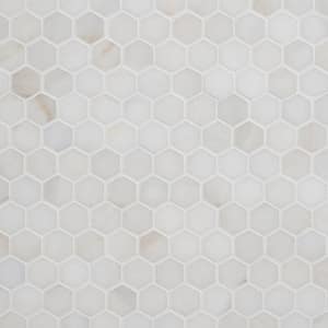 White Jade 11.02 in. x 11.61 in. Hexagon Polished Marble Mosaic Tile (0.89 sq. ft./Each)
