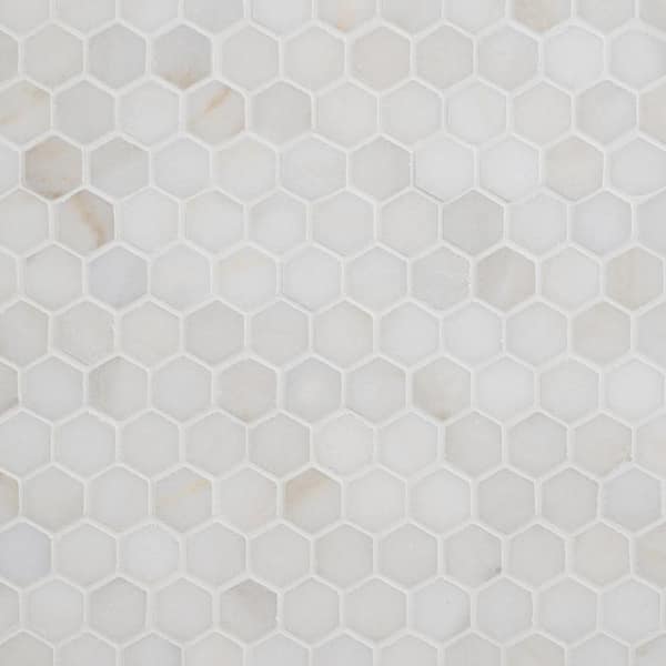 Ivy Hill Tile White Jade 11.02 in. x 11.61 in. Hexagon Polished Marble Mosaic Tile (0.89 sq. ft./Each)
