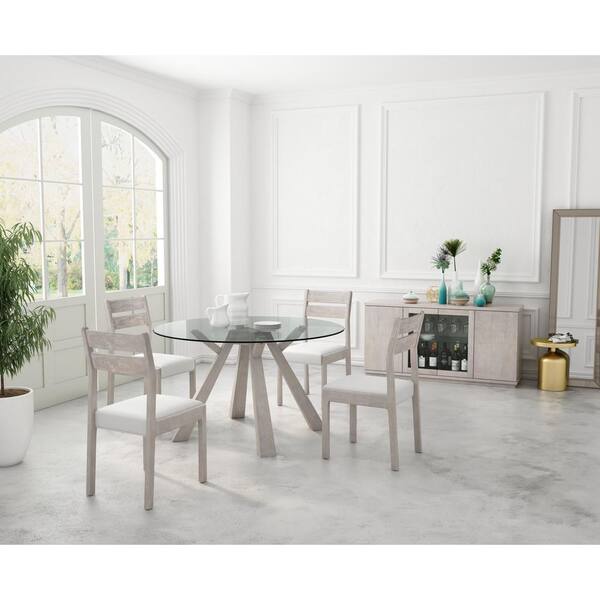 ZUO Beaumont Sun Drenched Acacia Round Glass Round Dining Table