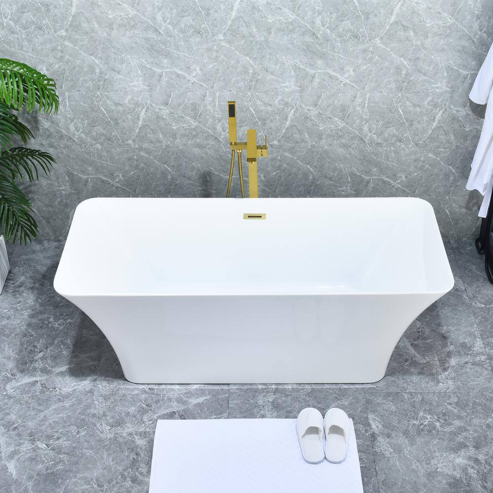 Brushed Gold Stainless Steel Freestanding Tub Filler with Handshower