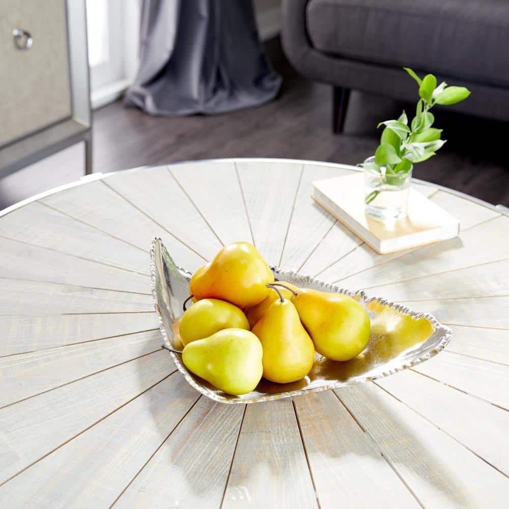 CosmoLiving 16" Silver Aluminum Live Edge Decorative Tray