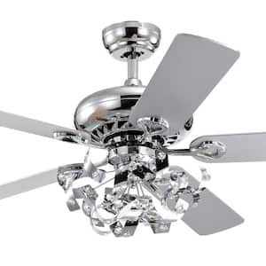 Maree 52 in. Chrome Indoor Remote Controlled Ceiling Fan with Light Kit