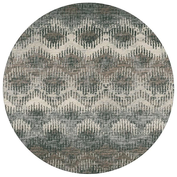 Addison Rugs Bravado Grey 8 ft. x 8 ft. Geometric Indoor/Outdoor Washable Area Rug