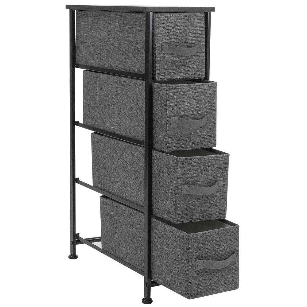 Sorbus Slim Black 4-Drawer Storage Tower with Steel Frame