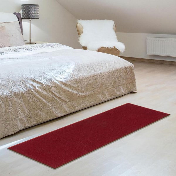 Basics Collection Non-Slip Rubberback Modern Solid Design 2x6 Indoor Runner Rug, 2 ft. 2 in. x 6 ft., Red
