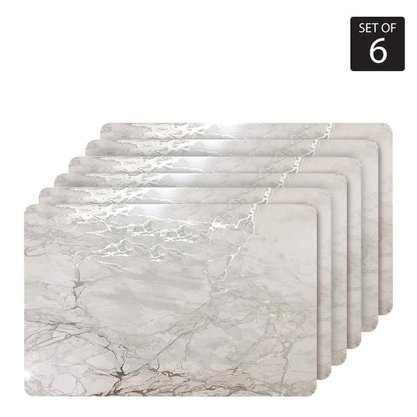 Marble Cork 12 in. x 18" In. Grays and Silver Cork Rectangle Placemats Set of 6
