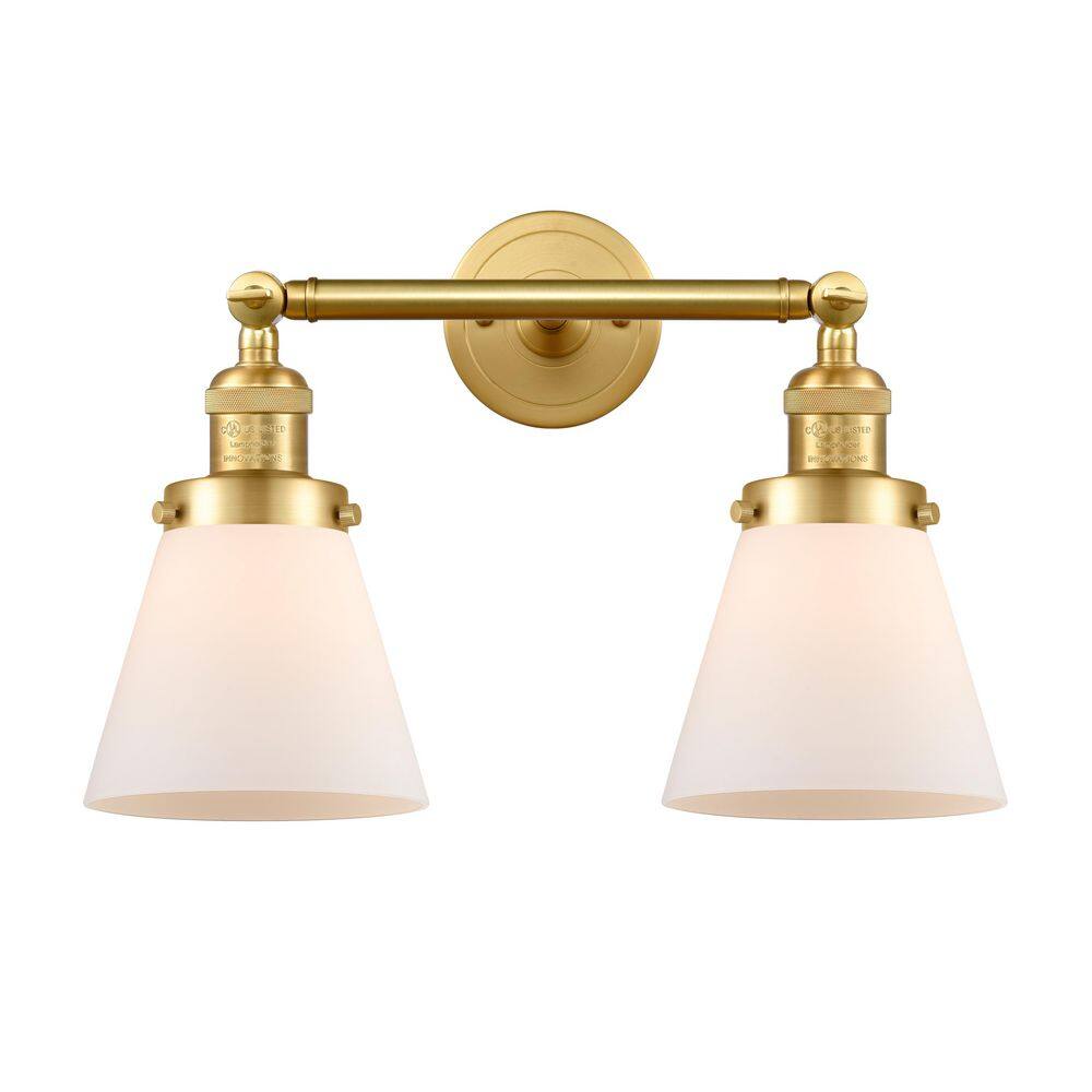 Cone 16 in. 2-Light Satin Gold Vanity Light with Glass Shade price history on PriceWatchPro