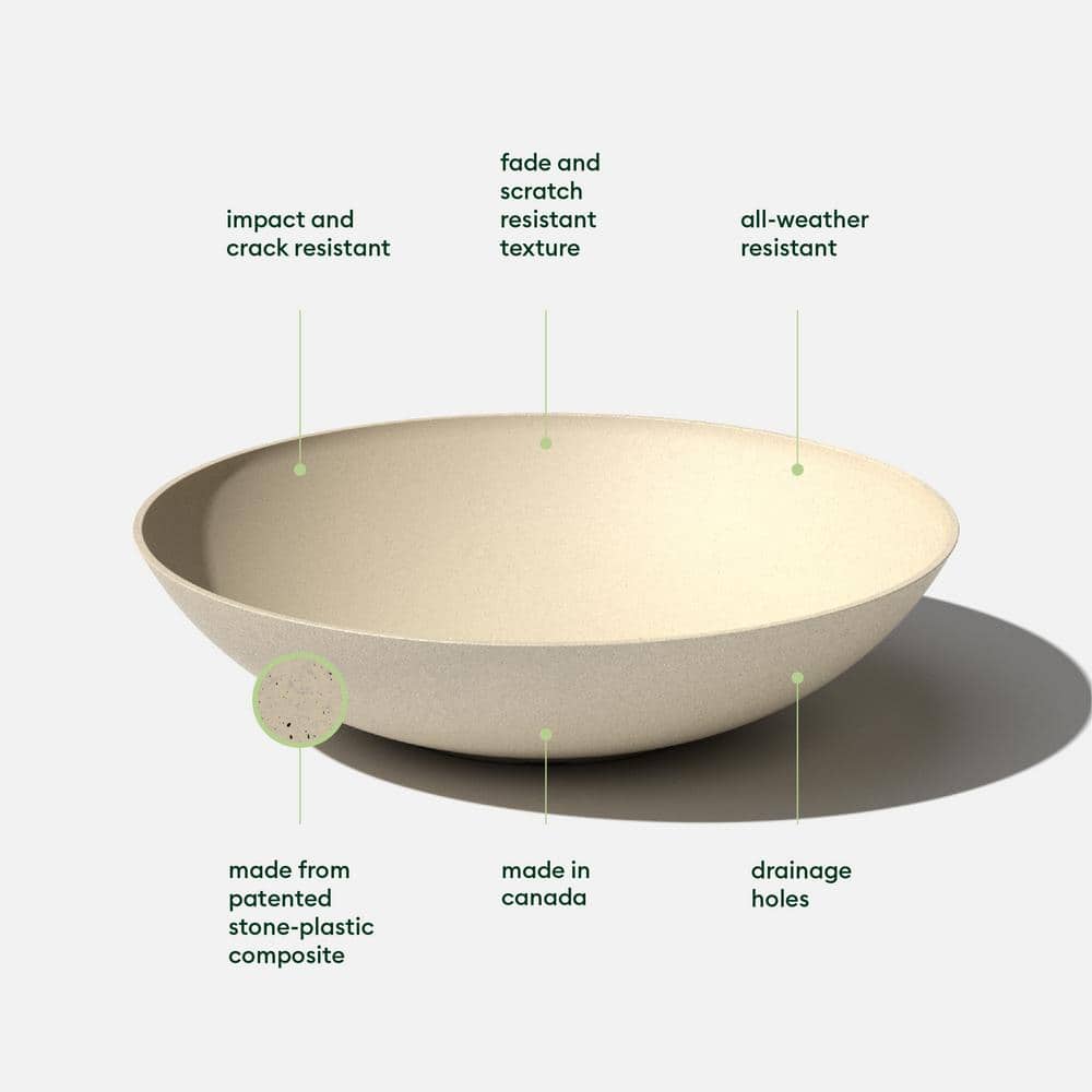 Sandstone 32" Plastic-Stone Round Outdoor Planter