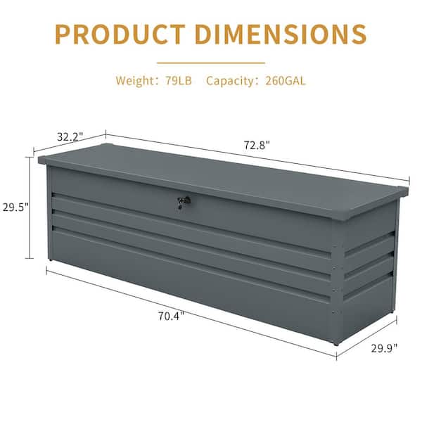 あなたにおすすめの商品 260 Gal. Metal Outdoor Deck Box Waterproof, Extra Large オフィス家具