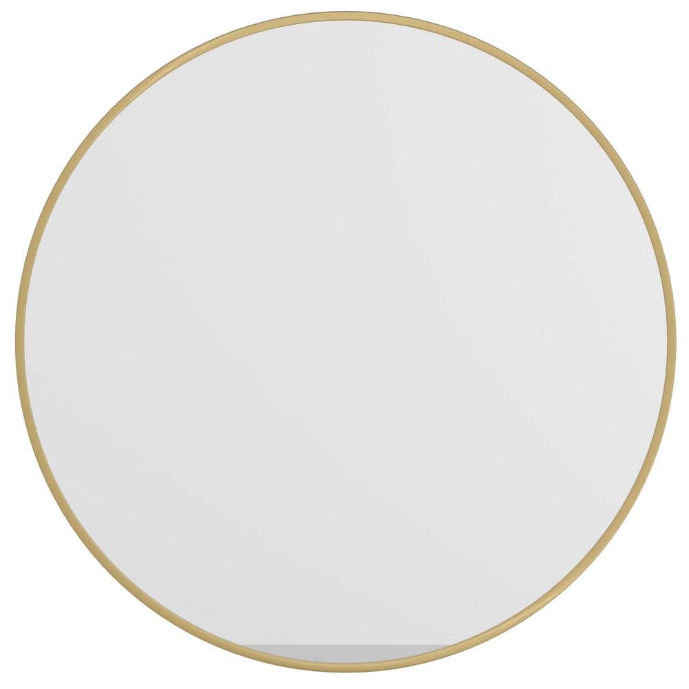 36-Inch Gold Round Metal Wall Mirror