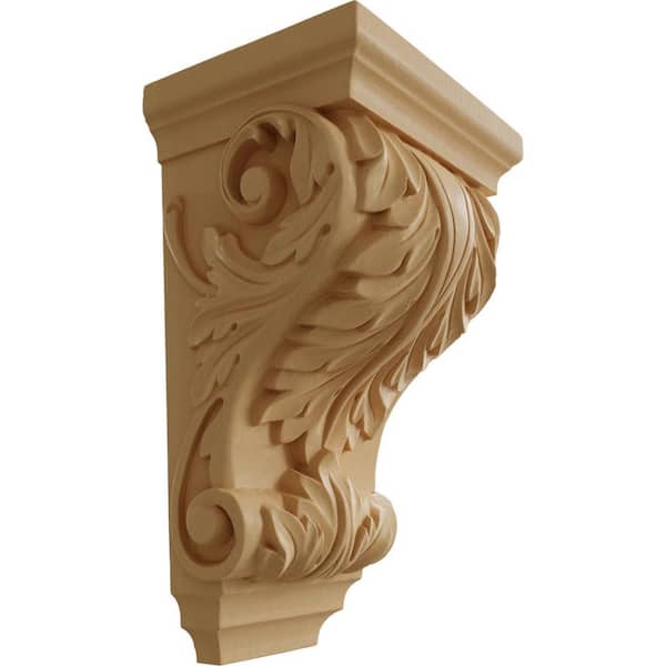 Ekena Millwork 6-1/2 in. x 8-1/2 in. x 14 in. Unfinished Wood Maple Large Wide Acanthus Wood Corbel