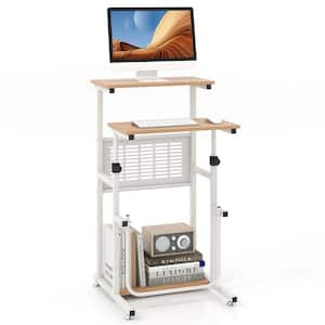 21 in. White Wood Stand Up Desk with Height Adjustable Sit