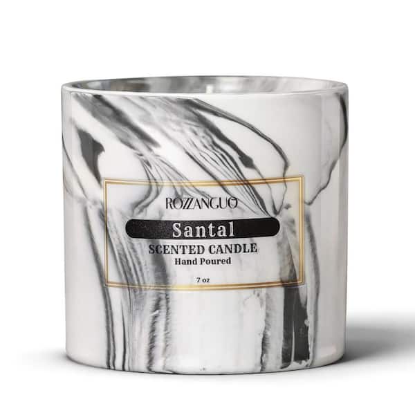 Gray Santal Scented Soy and Coconut Wax Blend Single Wick Hand Poured Ceramic Jar Candle