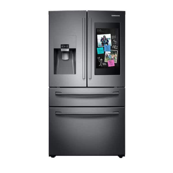 Samsung 27.4 cu. ft. Family Hub 4-Door French Door Smart Refrigerator in Fingerprint Resistant Black Stainless