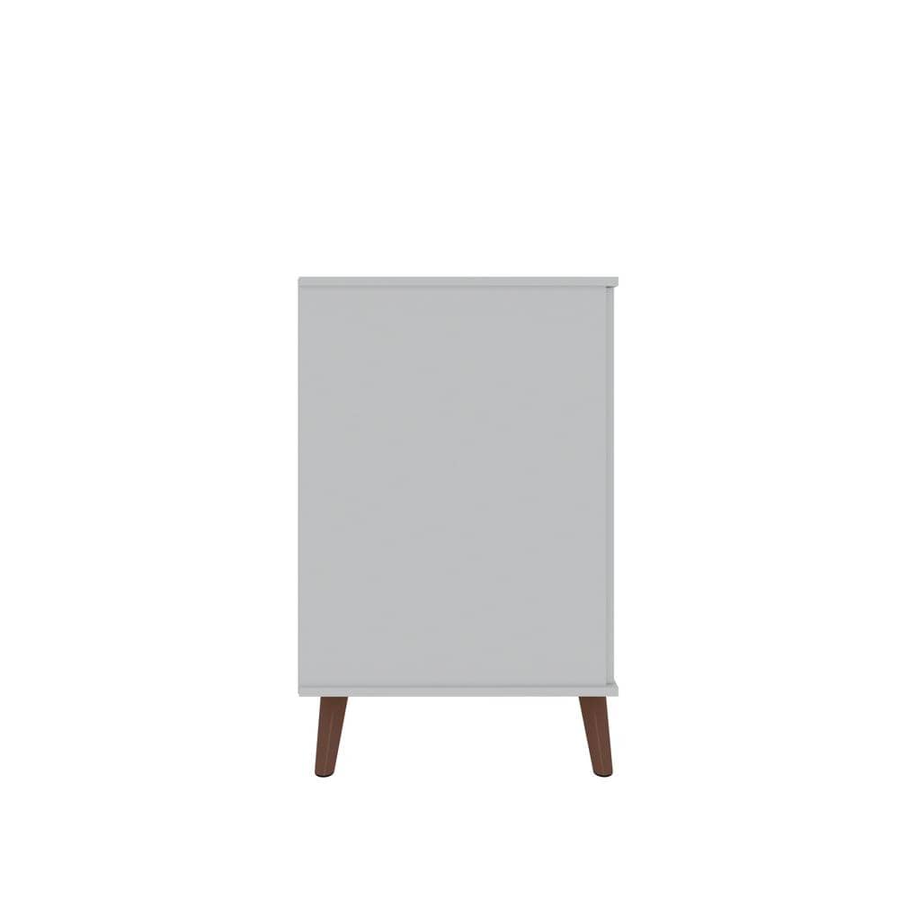 Mid-Century Modern White Buffet Stand with Splayed Solid Wood Legs