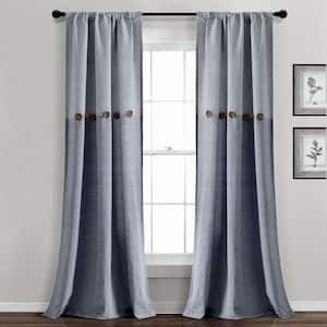 Farmhouse 40 in. W x 84 in. L Yarn Dyed Recycled Cotton Light Filtering Window Curtain Panels Navy (Set of 2)