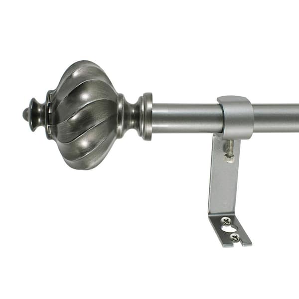 Montevilla Ribbed Knob 26 in. - 48 in. Telescoping Drapery 5/8 in. Dia Single Rod Set in Venetian Silver