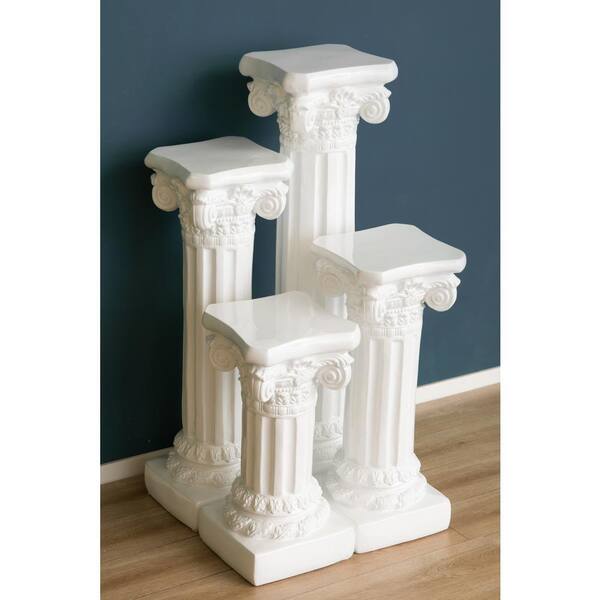 Uniquewise Decor White Plinth Roman Style Column Pedestal, Display Flower Vase Stand, 32 in.