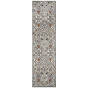 Allur Grey 2 ft. x 8 ft. Abstract Medallion Transitional Runner Area Rug
