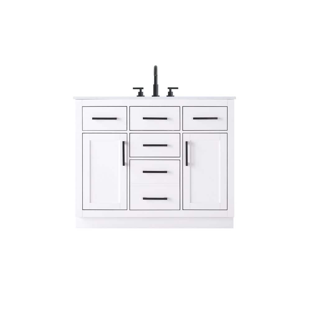 42 in. Single Sink White Bath Vanity with White Engineered Marble Top price history on PriceWatchPro