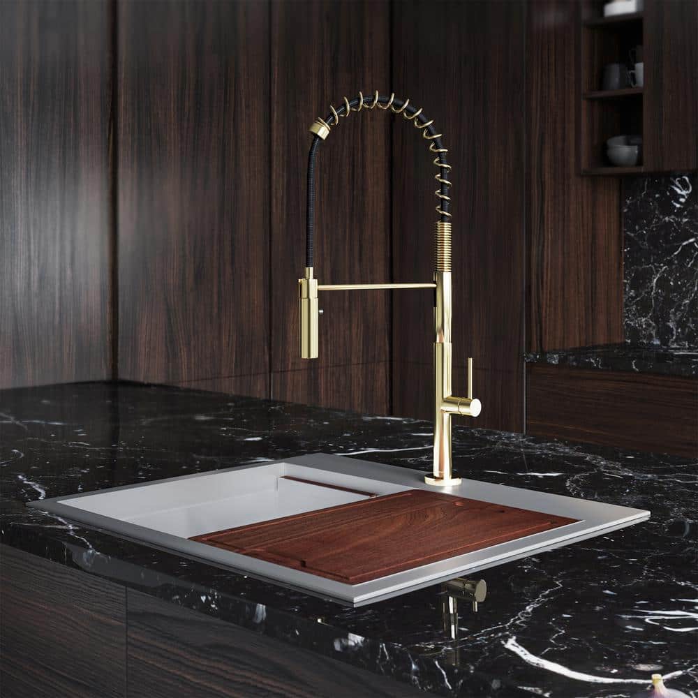 Chalet Single-Handle Pull-Down Sprayer Kitchen Faucet in Brushed Gold price history on PriceWatchPro