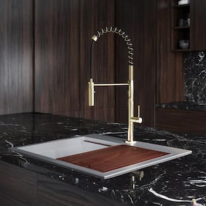Chalet Single-Handle Pull-Down Sprayer Kitchen Faucet in Brushed Gold