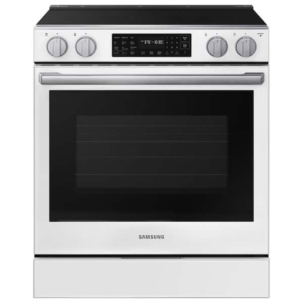 Bespoke 30 in. Smart 5 burner Slide-In Electric Range in White Glass with True Convection