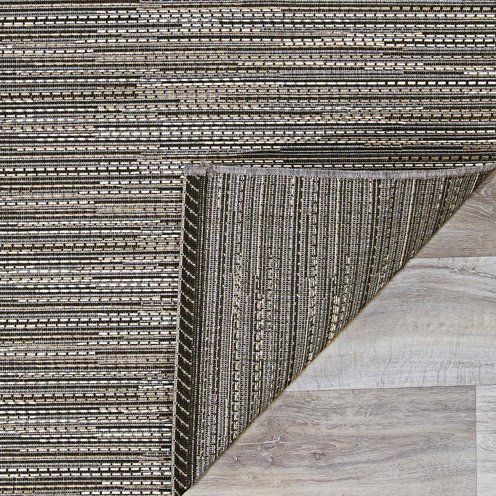Monaco Larvotto Easy-Care Grey/Multi Stripe Synthetic Area Rug - 3'9" x 5'5"