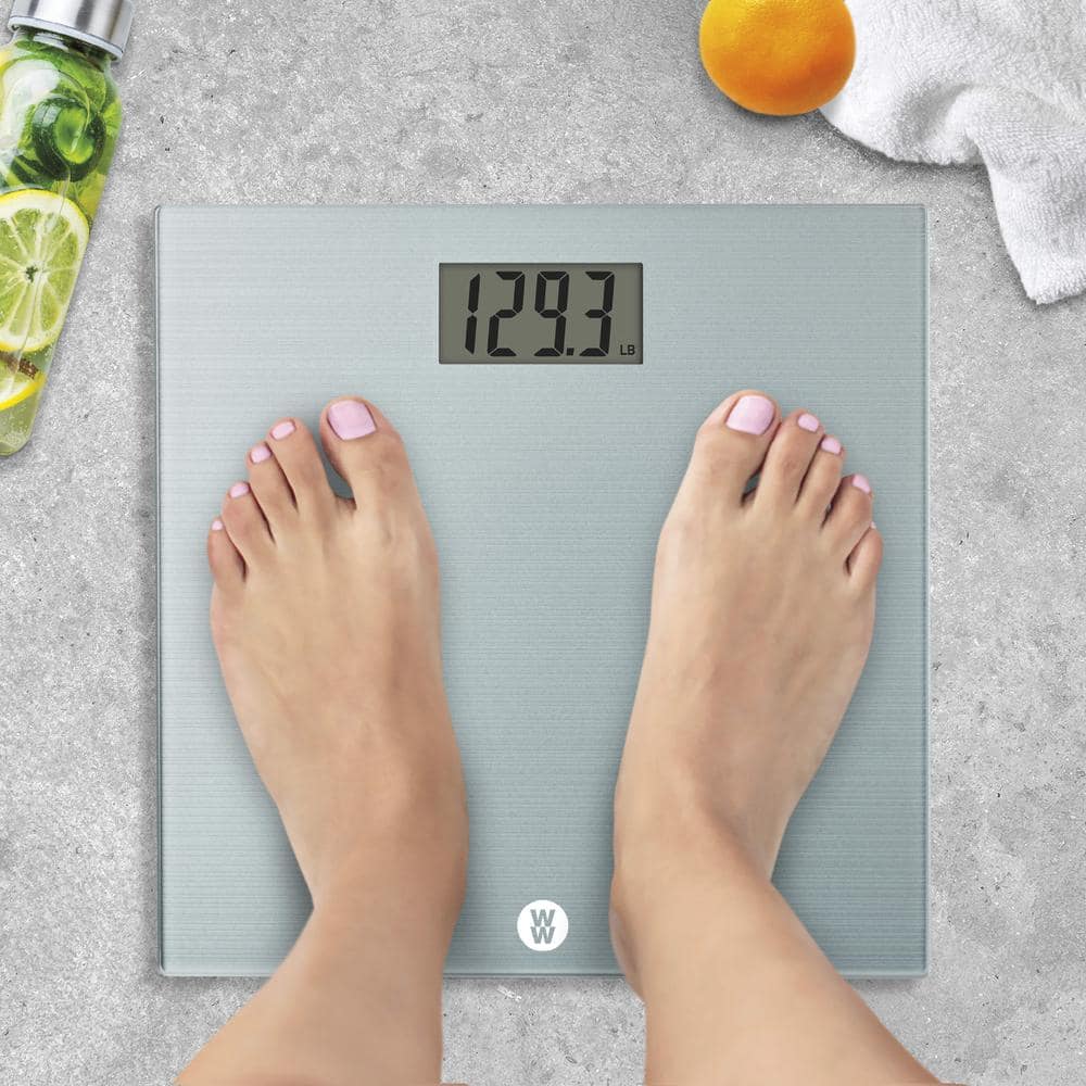 Silver Digital Glass Bathroom Scale with Large Display