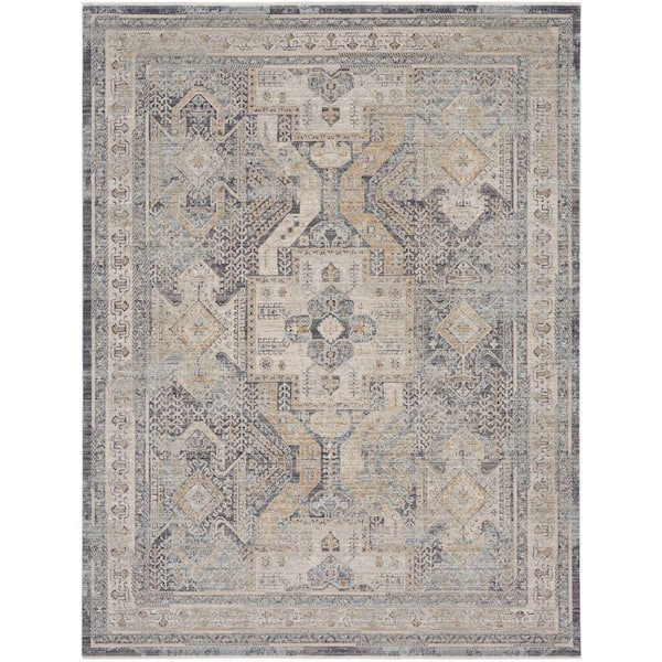 Lynx Ivory Charcoal 9 ft. x 11 ft. All-Over Design Transitional Area Rug