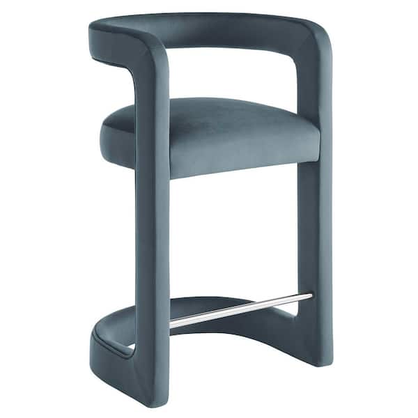 MODWAY Winslow Performance Velvet Counter Stool with Stainless