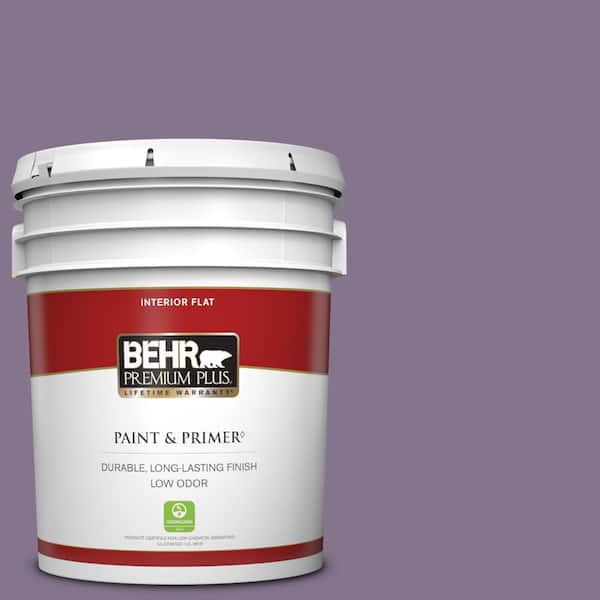 BEHR PREMIUM PLUS 5 gal. #S100-5 Purple Potion Flat Low Odor Interior Paint & Primer