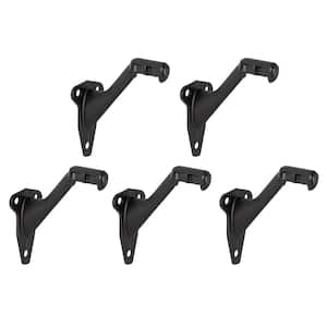 Standard Handrail Bracket Heavy Duty Hardware for Stairways in Home or Office Matte Black, 5-Pack