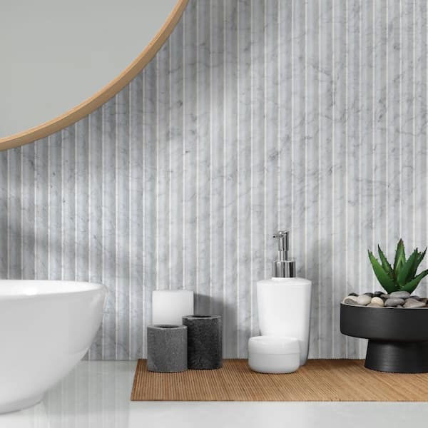 MSI Carrara White Valentino Fluto 4 in. x 4 in. Honed Marble